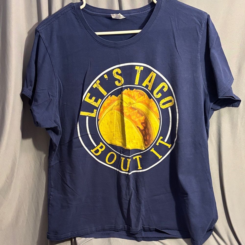 Blue Graphic Tee with Taco Print